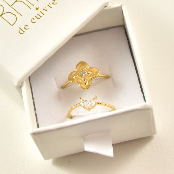 BAGUE RONDE MARTELEE ACIER INOXYDABLE GOLD PETIT PRIX