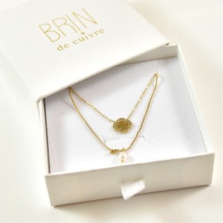 COFFRET CADEAU COLLIERS NUMERO 22 BRIN DE CUIVRE ACIER INOXYDABLE GOLD