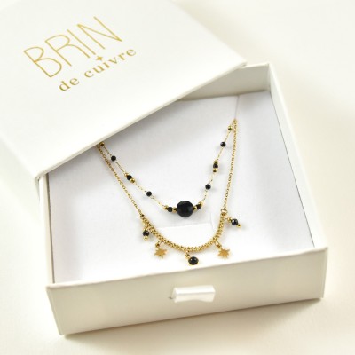 COFFRET CADEAU COLLIERS NUMERO 24 BRIN DE CUIVRE ACIER INOXYDABLE GOLD