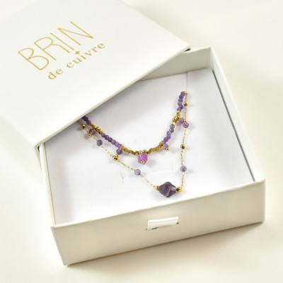COFFRET CADEAU COLLIERS NUMERO 27 BRIN DE CUIVRE ACIER INOXYDABLE GOLD