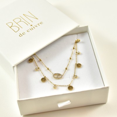 COFFRET CADEAU COLLIERS NUMERO 30 BRIN DE CUIVRE ACIER INOXYDABLE GOLD
