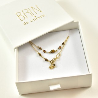 COFFRET CADEAU COLLIERS NUMERO 31 BRIN DE CUIVRE ACIER INOXYDABLE GOLD