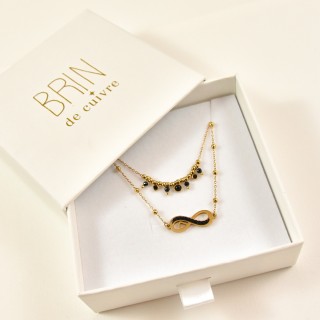 COFFRET CADEAU COLLIERS NUMERO 35 BRIN DE CUIVRE ACIER INOXYDABLE GOLD