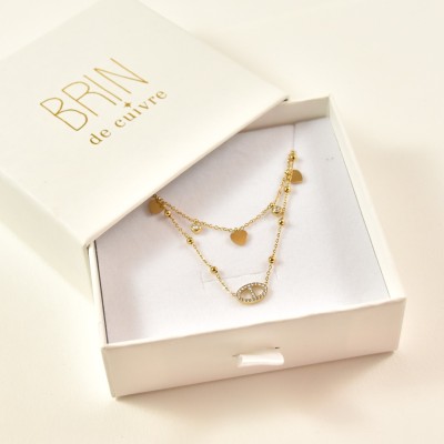 COFFRET CADEAU COLLIERS NUMERO 38 BRIN DE CUIVRE ACIER INOXYDABLE GOLD