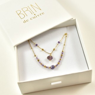 COFFRET CADEAU COLLIERS NUMERO 40 BRIN DE CUIVRE ACIER INOXYDABLE GOLD