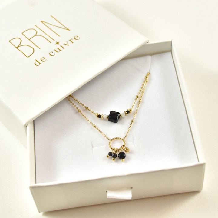 COFFRET CADEAU COLLIERS NUMERO 41 BRIN DE CUIVRE ACIER INOXYDABLE GOLD