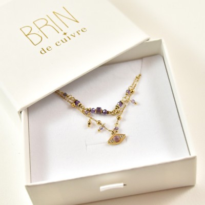 COFFRET CADEAU COLLIERS NUMERO 43 BRIN DE CUIVRE ACIER INOXYDABLE GOLD