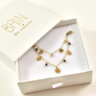 COFFRET CADEAU COLLIERS NUMERO 46 BRIN DE CUIVRE ACIER INOXYDABLE GOLD