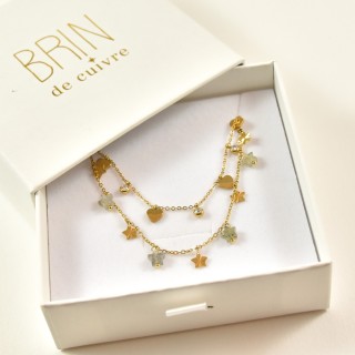 COFFRET CADEAU COLLIERS NUMERO 47 BRIN DE CUIVRE ACIER INOXYDABLE GOLD