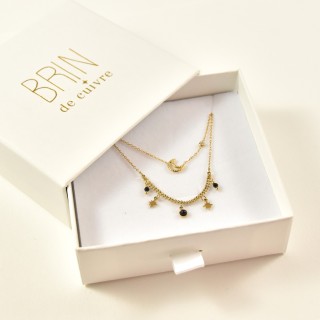 COFFRET CADEAU COLLIERS NUMERO 49 BRIN DE CUIVRE ACIER INOXYDABLE GOLD