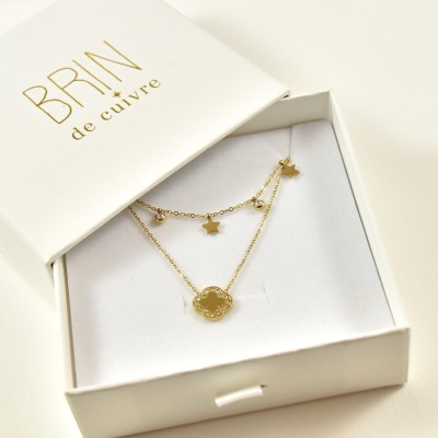 COFFRET CADEAU COLLIERS NUMERO 52 BRIN DE CUIVRE ACIER INOXYDABLE GOLD