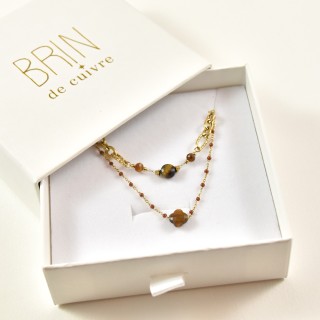 COFFRET CADEAU COLLIERS NUMERO 54 BRIN DE CUIVRE ACIER INOXYDABLE GOLD
