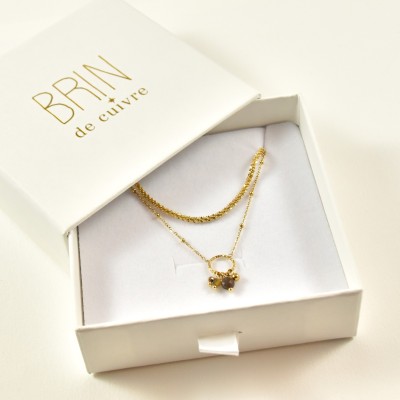 COFFRET CADEAU COLLIERS NUMERO 60 BRIN DE CUIVRE ACIER INOXYDABLE GOLD