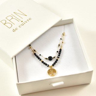 COFFRET CADEAU COLLIERS NUMERO 62 BRIN DE CUIVRE ACIER INOXYDABLE GOLD
