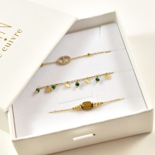 COFFRET CADEAU BRACELETS NUMERO 31 BRIN DE CUIVRE ACIER INOX SILVER