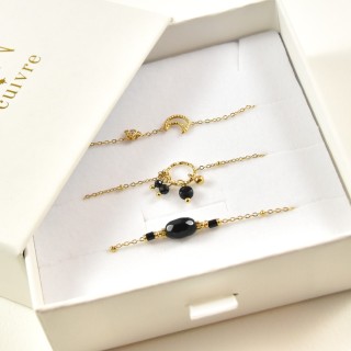 COFFRET CADEAU BRACELETS NUMERO 34 BRIN DE CUIVRE ACIER INOX SILVER