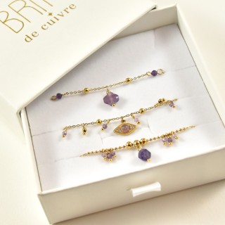 COFFRET CADEAU BRACELETS NUMERO 39 BRIN DE CUIVRE ACIER INOX SILVER