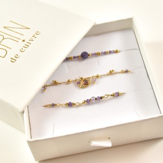 COFFRET CADEAU BRACELETS NUMERO 45 BRIN DE CUIVRE ACIER INOX SILVER
