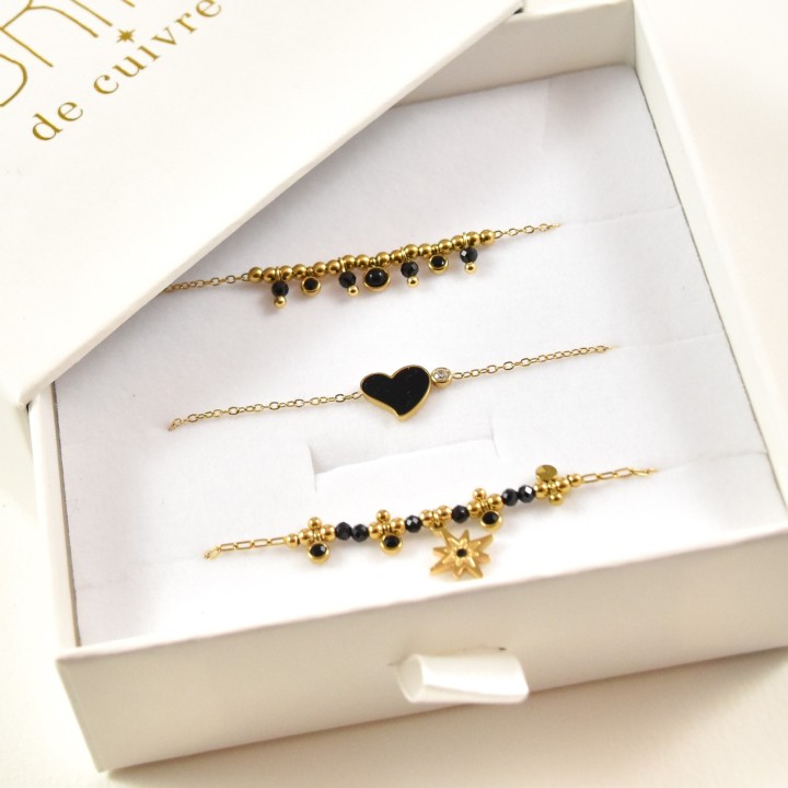 COFFRET CADEAU BRACELETS NUMERO 47 BRIN DE CUIVRE ACIER INOX SILVER