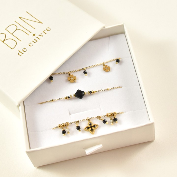 COFFRET CADEAU BRACELETS NUMERO 50 BRIN DE CUIVRE ACIER INOX SILVER