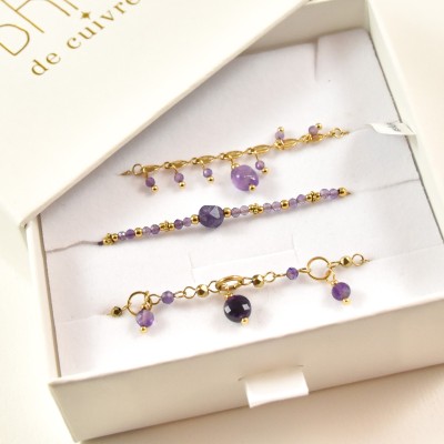 COFFRET CADEAU BRACELETS NUMERO 51 BRIN DE CUIVRE ACIER INOX SILVER