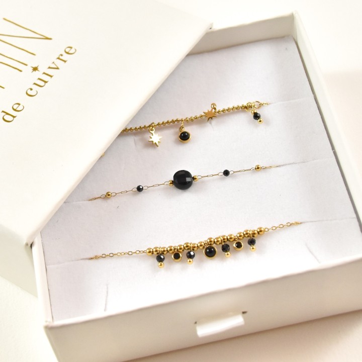 COFFRET CADEAU BRACELETS NUMERO 54 BRIN DE CUIVRE ACIER INOX SILVER