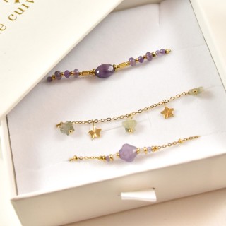COFFRET CADEAU BRACELETS NUMERO 55 BRIN DE CUIVRE ACIER INOX SILVER
