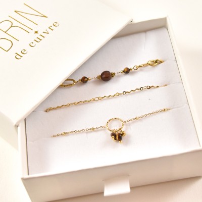 COFFRET CADEAU BRACELETS NUMERO 57 BRIN DE CUIVRE ACIER INOX SILVER