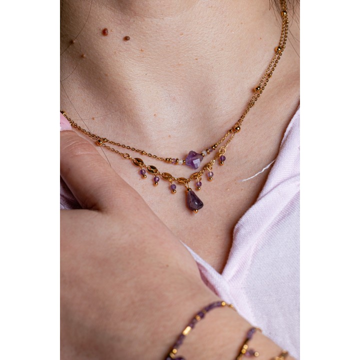 COFFRET CADEAU COLLIERS NUMERO 28 BRIN DE CUIVRE ACIER INOXYDABLE GOLD