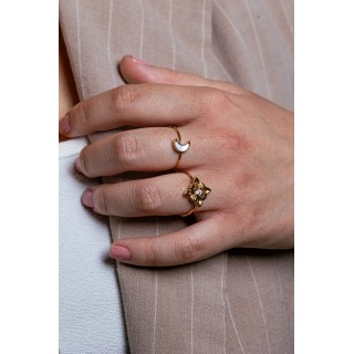 BAGUE RONDE MARTELEE ACIER INOXYDABLE GOLD PETIT PRIX