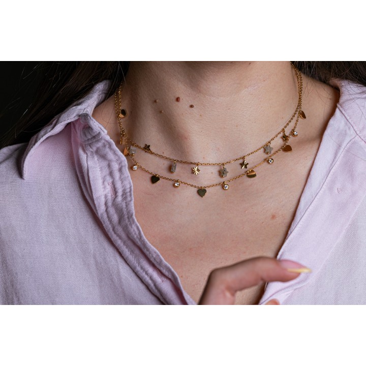COFFRET CADEAU COLLIERS NUMERO 47 BRIN DE CUIVRE ACIER INOXYDABLE GOLD