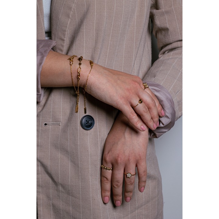 BAGUE RONDE MARTELEE ACIER INOXYDABLE GOLD PETIT PRIX