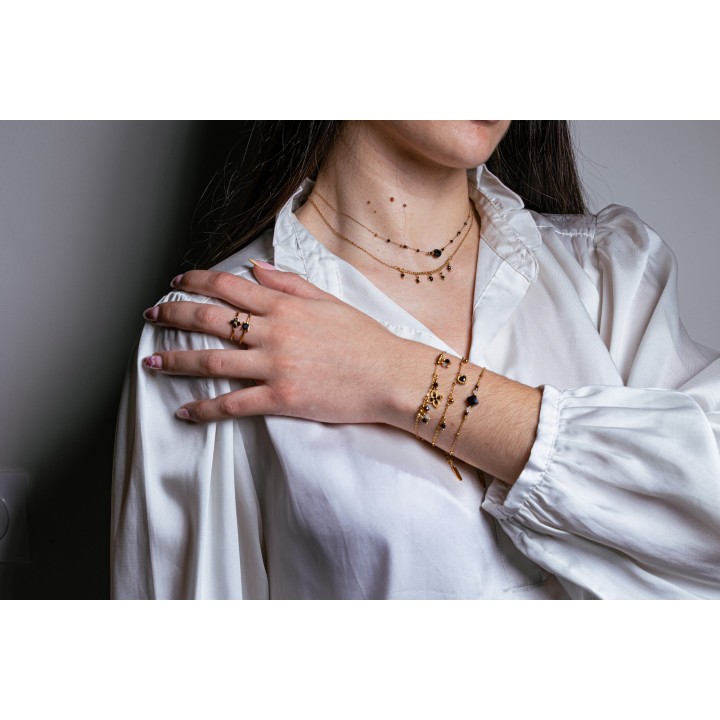 BAGUE RONDE MARTELEE ACIER INOXYDABLE GOLD PETIT PRIX