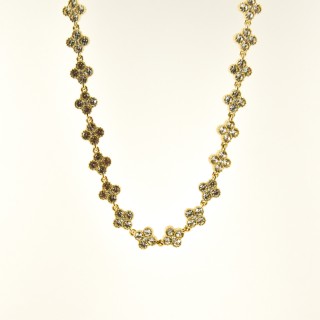 COLLIER TREFLES BLANCS ACIER INOXYDABLE GOLD PETIT PRIX