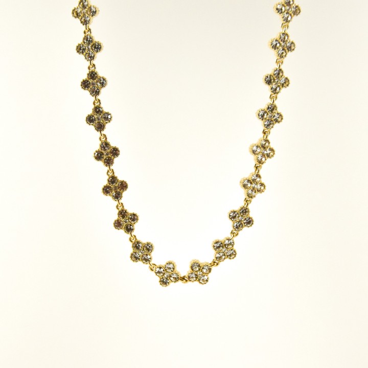 COLLIER TREFLES BLANCS ACIER INOXYDABLE GOLD PETIT PRIX
