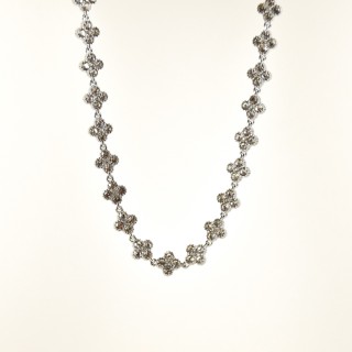 COLLIER TREFLES BLANCS ACIER INOXYDABLE SILVER PETIT PRIX