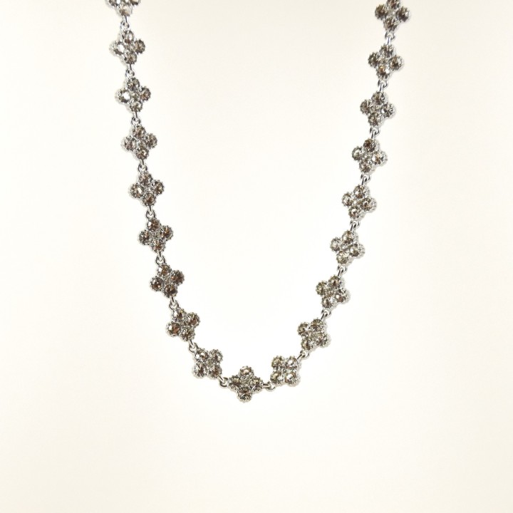 COLLIER TREFLES BLANCS ACIER INOXYDABLE SILVER PETIT PRIX