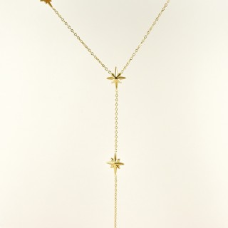 COLLIER SAUTOIR CRAVATE ETOILES ACIER INOXYDABLE GOLD PETIT PRIX