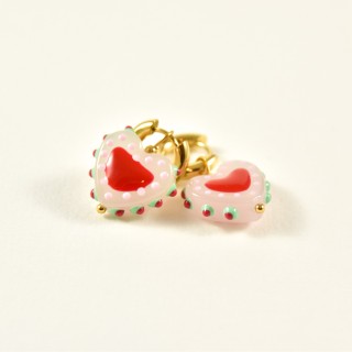 BOUCLES COEURS COLORES ACIER INOXYDABLE GOLD PETIT PRIX