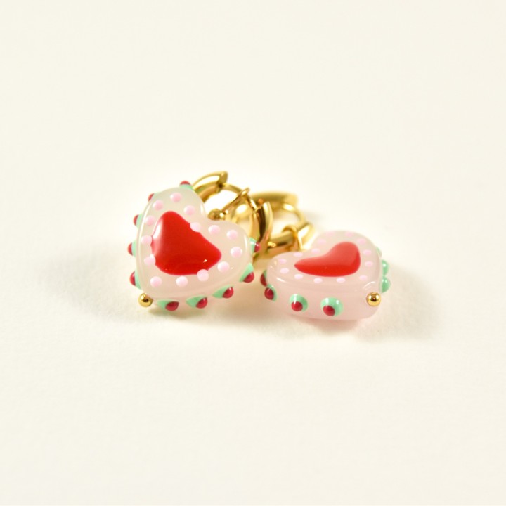 BOUCLES COEURS COLORES ACIER INOXYDABLE GOLD PETIT PRIX