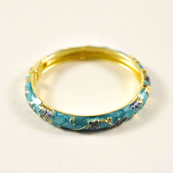 JONC FANTAISIE COULEUR TURQUOISE ET MOTIFS FLORAUX PETIT PRIX