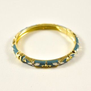 BRACELET PERLES GRIS METALLISE MEDAILLON ACIER INOX GOLD PETIT PRIX