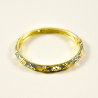 BRACELET PERLES GRIS METALLISE MEDAILLON ACIER INOX GOLD PETIT PRIX