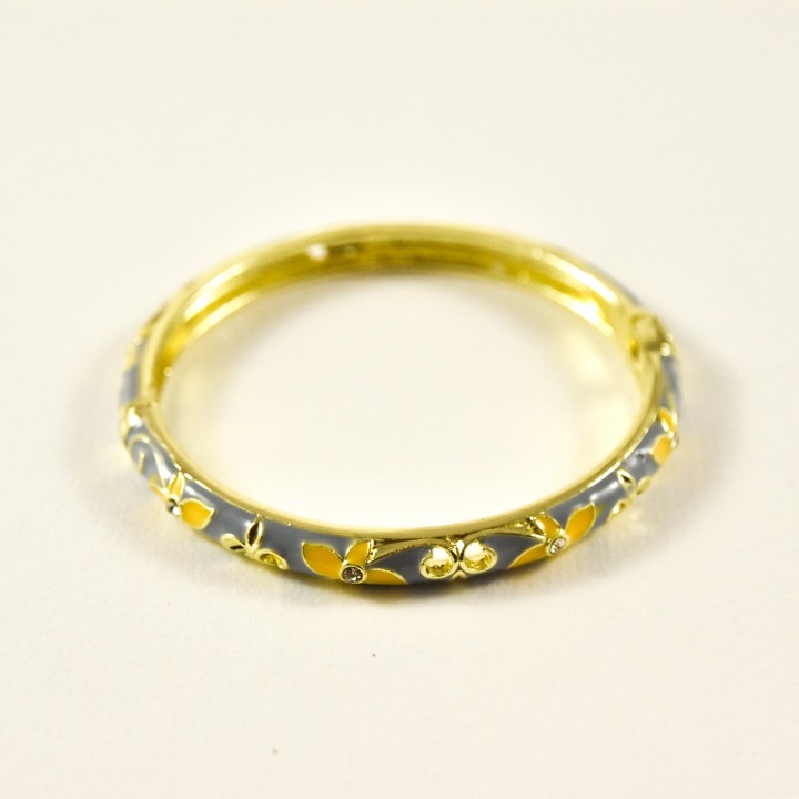 BRACELET PERLES GRIS METALLISE MEDAILLON ACIER INOX GOLD PETIT PRIX