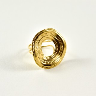 BAGUE RONDE MARTELEE ACIER INOXYDABLE GOLD PETIT PRIX