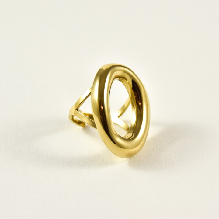 BAGUE RONDE AJOUREE ACIER INOXYDABLE GOLD PETIT PRIX