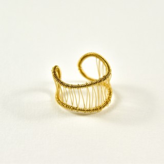BAGUE LARGE TISSEE ACIER INOXYDABLE GOLD PETIT PRIX