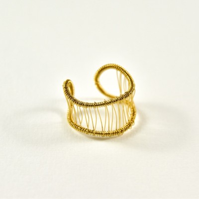 BAGUE RONDE MARTELEE ACIER INOXYDABLE GOLD PETIT PRIX