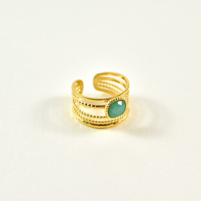 BAGUE RONDE MARTELEE ACIER INOXYDABLE GOLD PETIT PRIX