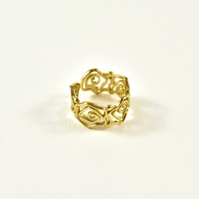 BAGUE RONDE MARTELEE ACIER INOXYDABLE GOLD PETIT PRIX